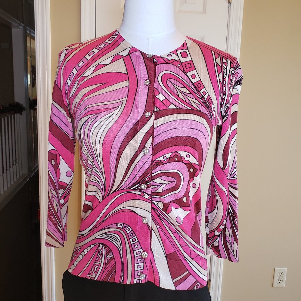 Ann Taylor Petites Silk Blend Paisley Cardigan